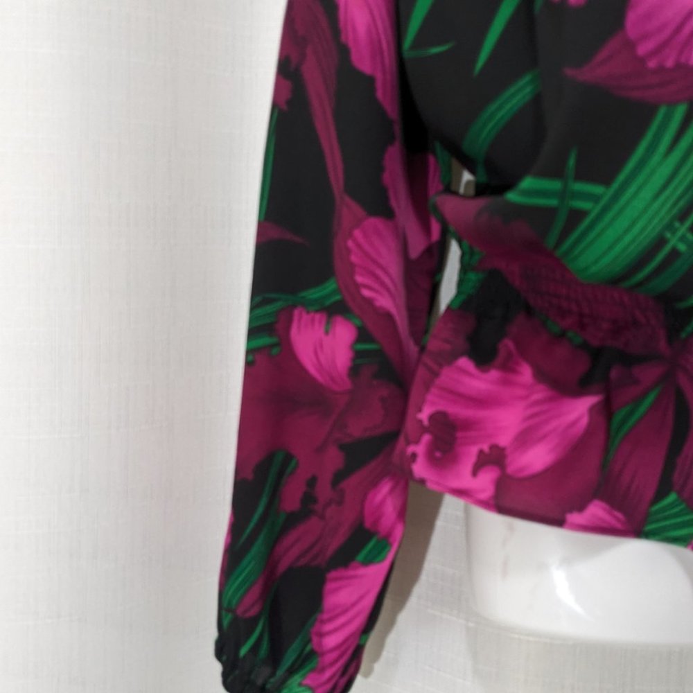 MICHAEL KORS Women's Long Sleeve Top Floral Blouse Size S - Picture 6 of 10